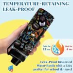 Game Gifts for Kids - 18oz Gamer Water Bottle with Straw & 2 Lid, Game Play Kids Stainless Steel Water Bottle, Insulated, Leak Proof, BPA-Free, for School, Travel, Gamer Gift Cup for Boys Girls - Image 4