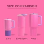 HydroJug Sport - Stainless Steel Tumbler with Straw, Vacuum Insulated, 32oz Leakproof Water Bottle, Ergonomic Design, Reusable, Dishwasher Safe, Rubber Base, Durable for Gym or Outdoors, Pink Sugar - Image 5