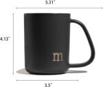 COLLECTIVE HOME - Ergonomic Handle Ceramic Mug, 15 oz Personalized Coffee Cup with Golden Initial, Microwave & Dishwasher Safe, Elegant Monogram Tea Mug in Gift Box for Home & Office (Black-m) - Image 3