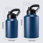 Insulated Half Gallon Jug, Large 64oz Stainless Steel Insulated Water Bottles with Handle, Double-Wall Vacuum Insulation for Construction Sites, Camping and Hiking, Blue - Image 3