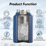 Insulated Half Gallon Jug, Large 64oz Stainless Steel Insulated Water Bottles with Handle, Double-Wall Vacuum Insulation for Construction Sites, Camping and Hiking, Blue - Image 4