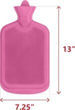 SteadMax [2 Pack] Hot Water Bottles, 2L (68oz) Natural Rubber -BPA Free- Durable Large Hot Water Bag for Hot Compress and Heat Therapy, Pain Relief Heating Pad, (Pink) - Image 7
