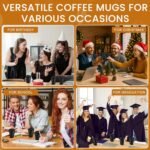 Honeydak 45 Pack 12 oz Reusable Coffee Cups with Lids Portable Tea Cups Reusable Hot Coffee Mugs Tumblers Bulk Plastic Tumblers Travel Drinks Mugs for Hot and Cold Drinks (Black,Stylish) - Image 6