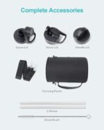 BUZIO 64 oz Water Bottle Insulated with Straw & 3 lid and Carrying Pouch, Leak Proof Half Gallon Stainless Steel Water Flask Jug, Cold for 48 Hrs Double Vacuum Thermo Canteen, BPA-Free, Black - Image 6