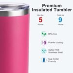 koodee 12 oz Tumbler with Lid and Straw-Stainless Steel Double Wall Vacuum Insulated Tumbler Travel Coffee Cup for Women (Rose Red) - Image 3