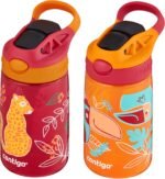Contigo Aubrey Kids Water Bottle with Silicone Straw and Spill-Proof Lid, 14 oz, 2 Pack, Cheetahs & Toucans - Image 5