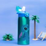 Zak Designs Disney Lilo and Stitch Water Bottle for Travel and At Home, 19 oz Vacuum Insulated Stainless Steel with Locking Spout Cover, Built-In Carrying Loop, Leak-Proof Design (Stitch) - Image 3