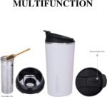 GiNT 17oz Travel Mug with Infuser and Two Lids. Vacuum Insulated 316 Stainless Steel Coffee Mug. Dishwasher Safe Mug with Tea Strainer for Hot and Cold Brew Coffee or Tea(White) - Image 6