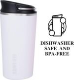 GiNT 17oz Travel Mug with Infuser and Two Lids. Vacuum Insulated 316 Stainless Steel Coffee Mug. Dishwasher Safe Mug with Tea Strainer for Hot and Cold Brew Coffee or Tea(White) - Image 8