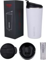 GiNT 17oz Travel Mug with Infuser and Two Lids. Vacuum Insulated 316 Stainless Steel Coffee Mug. Dishwasher Safe Mug with Tea Strainer for Hot and Cold Brew Coffee or Tea(White) - Image 10