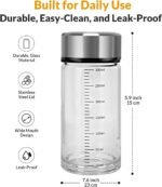 Juice Bottles with Lids – 4 Pack 10 OZ Wide Mouth Glass with Stainless Steel Lids – Reusable Beverage Containers for Juice, Smoothies, Milk, Water – Leakproof, BPA-Free, Dishwasher Safe - Image 3