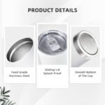 Custom Tumbler 20OZ Stainless Steel, Personalized Stainless Steel Drinking Tumblers with Lid Straw Three-piece set, Customized Travel Cup Mug with Food grade Stainless Steel, PureWhite - Image 7