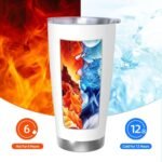 Custom Tumbler 20OZ Stainless Steel, Personalized Stainless Steel Drinking Tumblers with Lid Straw Three-piece set, Customized Travel Cup Mug with Food grade Stainless Steel, PureWhite - Image 8