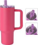 Tumbler with Handle 30oz,Insulated water bottle,Vacuum Stainless Steel coffee cup with lids & Straw - 3 Ways to Drink coffee tumbler, Leak-Proof, Keeps Cold & Hot travel mug (Violet Pink) - Image 3