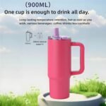 Tumbler with Handle 30oz,Insulated water bottle,Vacuum Stainless Steel coffee cup with lids & Straw - 3 Ways to Drink coffee tumbler, Leak-Proof, Keeps Cold & Hot travel mug (Violet Pink) - Image 6