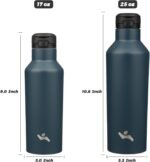 Insulated Water Bottle with Straw,25 OZ Double Wall Vacuum Stainless Steel Water Flask with 2 Lids,Navy Blue - Image 6