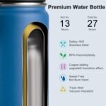 koodee Small Water Bottle 12 oz Stainless Steel Triple Wall Vacuum Insulated Wide Mouth Bottle with Leakproof Spout Lid (Navy) - Image 5