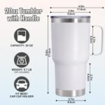 20 oz Tumbler with Handle and Lid, Stainless Steel Tumbler Insulated Travel Coffee Mug, Spill Proof Double Wall Vacuum Tumbler Cup Keep Drink Hot & Cold,White, 1 Pack - Image 5