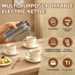 Pure Titanium Travel Kettle,Dual Voltage Portable Electric Kettle 110V-240V Smart Small Water Boiler for Tea & Coffee,12 Temperature Control,Auto Shut Off & Boil Dry Protection (Gray,520ML) - Image 4