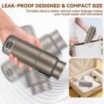 Pure Titanium Travel Kettle,Dual Voltage Portable Electric Kettle 110V-240V Smart Small Water Boiler for Tea & Coffee,12 Temperature Control,Auto Shut Off & Boil Dry Protection (Gray,520ML) - Image 8