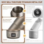 Pure Titanium Travel Kettle,Dual Voltage Portable Electric Kettle 110V-240V Smart Small Water Boiler for Tea & Coffee,12 Temperature Control,Auto Shut Off & Boil Dry Protection (Gray,520ML) - Image 9