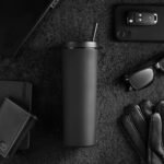 Maars Skinny Acrylic Tumbler with Lid and Straw | 18oz Premium Insulated Double Wall Plastic Reusable Cups - Matte Black, 8 Pack - Image 4