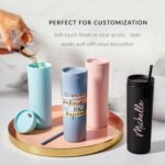 Maars Skinny Acrylic Tumbler with Lid and Straw | 18oz Premium Insulated Double Wall Plastic Reusable Cups - Matte Black, 8 Pack - Image 8