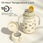 Evorie Leak Proof Vacuum Insulated Water Bottle, 316L Stainless Steel Sippy Cup for Toddlers, 11 oz Straw Cup with Handle & Adjustable Strap, Keeps Drinks Warm or Cold (1Pack, Travel in Space) - Image 5