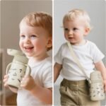 Evorie Leak Proof Vacuum Insulated Water Bottle, 316L Stainless Steel Sippy Cup for Toddlers, 11 oz Straw Cup with Handle & Adjustable Strap, Keeps Drinks Warm or Cold (1Pack, Travel in Space) - Image 6