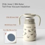 Evorie Leak Proof Vacuum Insulated Water Bottle, 316L Stainless Steel Sippy Cup for Toddlers, 11 oz Straw Cup with Handle & Adjustable Strap, Keeps Drinks Warm or Cold (1Pack, Travel in Space) - Image 7