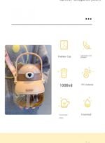 Large Capacity Water Bottle Kawaii Straw Bottles with Strap Cute Cartoon Cup with Stickers for Women 1000ML 33oz (Pink) - Image 3