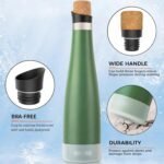 koodee Wine Bottle - 32 oz Insulated Stainless Steel Wine Bottle with Double Wall Vacuum Sealed Lids,for Wine Lovers Keeps Wine Cold for 24 Hours and Hot for 12 Hours (Dark Green,1000ml) - Image 4