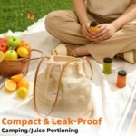 9 Pack Glass Bottles with Lids - 2 oz Wide Mouth Leakproof Reusable Juice Travel Bottles with Labels for Ginger Shot, Turmeric Juice, Whiskey & Camping - Image 6