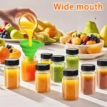 9 Pack Glass Bottles with Lids - 2 oz Wide Mouth Leakproof Reusable Juice Travel Bottles with Labels for Ginger Shot, Turmeric Juice, Whiskey & Camping - Image 7