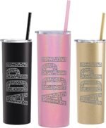 Go Greek Chic ADPi Leopard Print Tumbler with Straw - Laser Engraved (Glitter Black) - Image 3