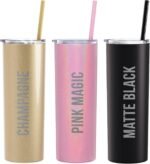 Go Greek Chic ADPi Leopard Print Tumbler with Straw - Laser Engraved (Glitter Black) - Image 4