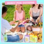 Patelai 8 Pcs Cute Water Bottles with Straw Kawaii Watermelon Ice Cream Cups Leak Proof Drinking Bottles with Adjustable Shoulder Strap for Sports Travel Camping(Classic Style) - Image 4