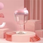 Plastic Goblet Cup, Baby Sippy Cup Wine Glass, Beverage Mug Milk Bottle with Lid for Kids on Birthday Party or Celebration - Image 3