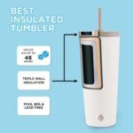 GROSCHE Jasper Insulated Stainless Steel Tumbler With Straw – Travel Cup with Lid, Extreme Insulation & Sleek Design, 23 oz - White - Image 3