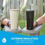 GROSCHE Jasper Insulated Stainless Steel Tumbler With Straw – Travel Cup with Lid, Extreme Insulation & Sleek Design, 23 oz - White - Image 5