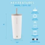 GROSCHE Jasper Insulated Stainless Steel Tumbler With Straw – Travel Cup with Lid, Extreme Insulation & Sleek Design, 23 oz - White - Image 9