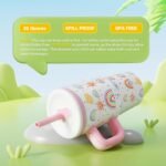 Kids 20 oz Tumbler with Handle, Leak-Proof Screw-On Lid with Removable Silicone Straw, Spill Proof, Reusable Stainless Steel Insulated Water Bottle, Gifts for Boys and Girls, Rose Red - Image 5