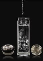 Sun's Tea 18oz Wide Mouth Ultra Clear Spill-proof Strong Double-wall 3-Piece Borrosilicate Glass Tumbler with Strainer and Lid (flat top lid) - Image 4