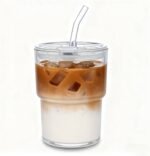 13oz Glass Tumbler with Straw and Lid Sealed, Carry On Reusable Iced Coffee Cups,Thick Wall Glass Coffee Drinking Glassware Cups - Image 6