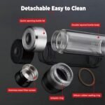 Glass Water Bottle Fits in Car Cup Holder, 14 oz Double Wall Borosilicate Glass Tea Infuser Bottle, One Handed One Key Lid Opening, for Car, Home, Office - Image 5