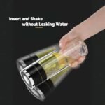Glass Water Bottle Fits in Car Cup Holder, 14 oz Double Wall Borosilicate Glass Tea Infuser Bottle, One Handed One Key Lid Opening, for Car, Home, Office - Image 7