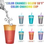 Meoky Color Changing Cups with Lids and Straws for Kids 6Pack 12oz Plastic Reusable Cold Drink Tumblers Summer Party Cups - Image 3