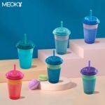 Meoky Color Changing Cups with Lids and Straws for Kids 6Pack 12oz Plastic Reusable Cold Drink Tumblers Summer Party Cups - Image 7