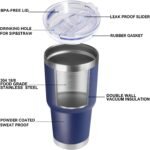 DOMICARE 30 oz Tumbler with Lid and Straw, Stainless Steel Tumblers Bulk, Insulated Vacuum Double Wall Travel Coffee Mug, Durable Powder Coated Tumbler Cups (Navy, 12) - Image 5