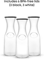 JoyJolt Glass Carafe with Lid, Set of 3 – 1 Liter Glass Pitcher for Mimosa Bar, Water, Iced Tea, Juice, Wine, Lemonade, Milk – Dishwasher Safe Beverage Drink Dispensers for Brunch, Parties - Image 4